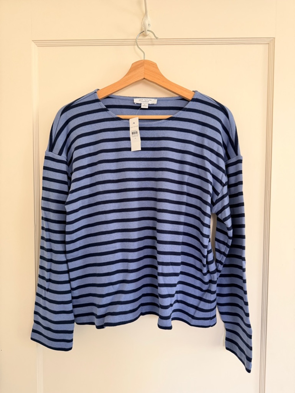 NWT Anne Taylor Weekend Relaxed Sleeve 100% Cotton Striped Sweater